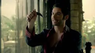 Mazifer 1x12 - Lucifer and Mazikeen testing his mortality with knives