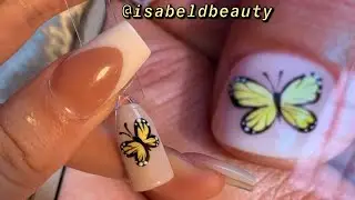 Hand Painted Butterfly 🦋 how to draw butterflies Nailart Tutorial - @isabeldbeauty