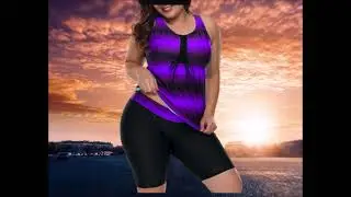 LALAGEN Womens 2025 Plus Size Tankini Swimsuits Rash Guard Capris Athletic Two Piece Swimwear