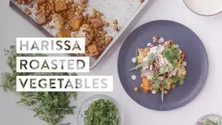Harissa Roasted Vegetables and Chickpeas with Tahini Yogurt Recipe | goop