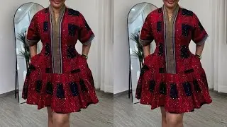 How to cut and sew a trendy bubu gown with pleat/gathered on the down part 