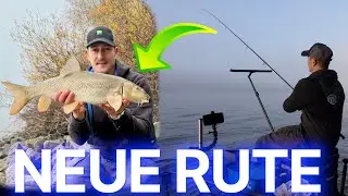 Neue ANGELRUTE  &ndash; direkt Barbe! Nebliger Novembertag mit starken Fischen