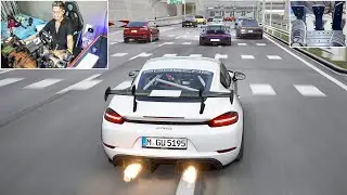 CONVOY PORSCHE CAYMAN GT4 RS VS PORSCHE 911| STEERING WHEEL + PEDAL CAM | ASSETO CORSA