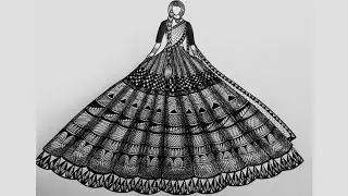 mandala art for beginners /zentangle art/mandala dress drawing/how to draw mandala art girl dress