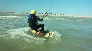 Richards first Kite surfing board start at camber 2016 with Tom Fuller