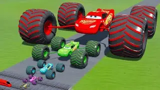 Police Car vs Zombie Mack &  Big & Small McQueen  BeamNG.drive