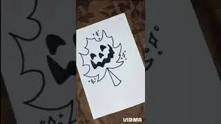 Halloween Maple Leaf Easy Draw 🍁 #draw #art #halloween #maple #shorts #youtube #viral #feed #ytshort