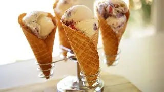 Red, White and Blue Ice Cream with Homemade Waffle Cones  (COLLAB WITH ANNA OLSON OF OH YUM!)