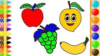 Drawing and Coloring Fruits | Learn Colors for Children | Fruits Coloring Pages | Disney Kids Panel