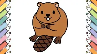 Draw a Funny Cartoon BEAVER Easy for Kids and Toddlers | Draw Animals Step by Step