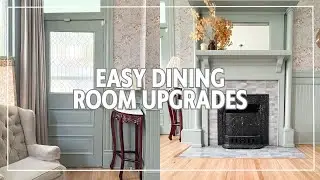 DINING ROOM BUDGET UPDATES | making cafe curtains + covering vintage tile!