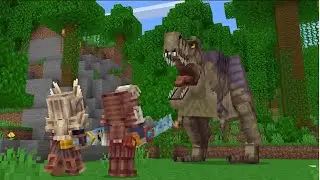 I ventured to a Dino island in Minecraft to collect dino DNA samples, but can I make it out alive?
