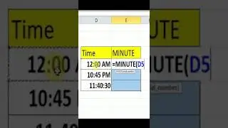 HOW TO EXTRACT MINUTE FROM TIME IN MS EXCEL | #SHORTS