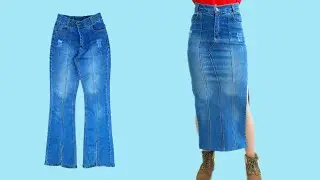 Upcycle jeans simply! How to transform jeans into a style skirt!😍👌