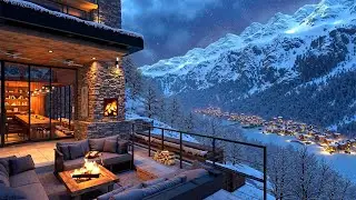 Weekend Winter Retreat ❄ Smooth Jazz, Cozy Fireplace & Snowy Terrace for a Peaceful Night Escape