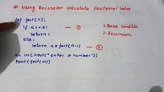 python program to find the factorial value with recursion/what is recursion @EasyLearningComputer