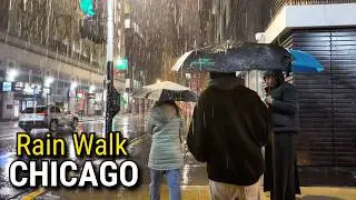 Walking In The Rain At Night Chicago Downtown Rainfall On Thursday | January 8, 2026 | 4K Video