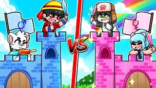 CASTILLO SEGURO de CHICOS vs. CASTILLO SEGURO de CHICAS 🏰👦👩 MINECRAFT CASTILLO vs CASTILLO