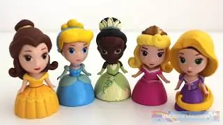 Play Doh Sparkle Disney Princess Dresses Ariel Elsa Belle Magiclip   Blind Bags   RainbowLearning