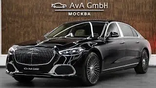 Обзор Mercedes-Maybach S580 2024. Obsidian Black, Macchiatio Beige. Автомобиль в продаже.