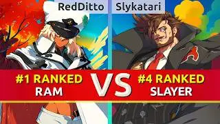 GGST ▰ RedDitto (#1 Ranked Ramlethal) vs Slykatari (#4 Ranked Slayer). High Level Gameplay