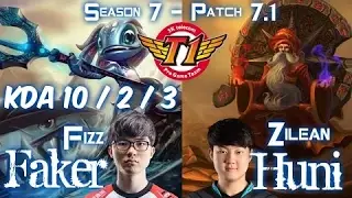 SKT T1 Faker FIZZ vs SKT T1 Huni ZILEAN Mid - Patch 7.1 KR Ranked