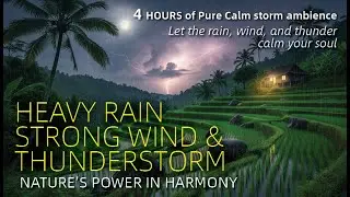 Tropical Storm Over Rice Fields 🌿⚡ ASMR Rain & Wind Sounds with Thunder in 4 Hours #rain #deepsleep