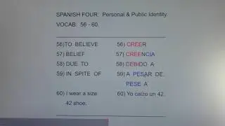 4 PPI 56-60:  creer, creencia, debido a, a pesar de, pese a, calzo...