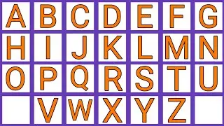 English Alphabet A to Z | Orange Letters with Purple Boxes | ABC Learning for Kids