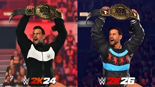 WWE 2K26 vs WWE 2K24 — CM Punk Entrance Comparison 🔥 Graphics & Animation Upgrade