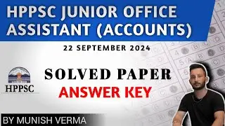HPPSC Junior Office Assistant ( ACCOUNTS) PAPER-1 | SOLVED PAPER- ANSWER KEY | 22 SEPTEMBER 2024