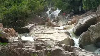 Ba Ho Cascades from a Sketchy 3-Wire Bridge