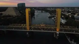 Old Sacramento Sunset By Drone