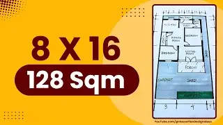 План дома 8x16 метров площадью 128 квадратных метров 2 спальни