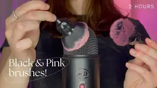 2 Hours ASMR | Black & Pink brushes (Rain & Brown noise ambient, Brushing camera)