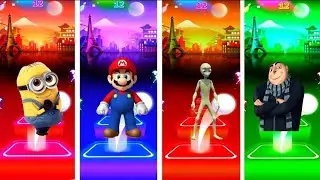 Minion 🆚 Mario 🆚 Dancing CGI alien 🆚Felonious Gru/who is best tiles hop 