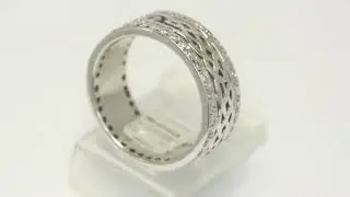 Natural Diamond Celtic Knot Wedding Band Ring .30CT H Color 14K WG 7.7MM Sz 5.75 - 34520