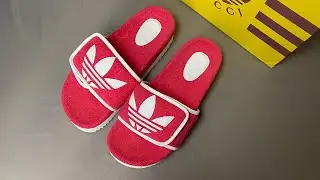 Gucci x Adidas Logo Slides Red White Review From Supkicks