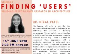 FINDING 'USERS': Building performance research in architecture |DR. HIRAL PATEL|COA-SVIT-VASAD