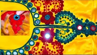 Unique applique work design for girls, 3D flowers, mirror work and applique work design