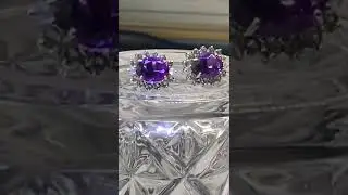 Amethyst Diamonds Sapphire Stud Earrings