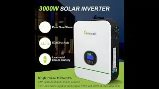 Growatt 48V Solar Inverter Pure Sine Wave Hybrid Inverter 110V Output, Mppt Charge Controller+48V DC