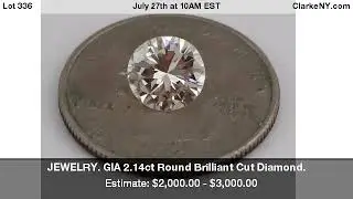 JEWELRY. GIA 2.14ct Round Brilliant Cut Diamond.