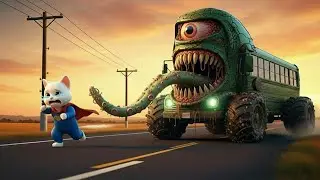😱OMG - Monster Bus vs Tiny Kitten &ndash; The Most Thrilling Cat Battle Ever! 🚌🐱⚡Monster Cat #catshorts 