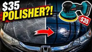 $35 Onevan Polisher from AliExpress Tested on Black Beat-Up Honda Fit. First Time Paint Correction!
