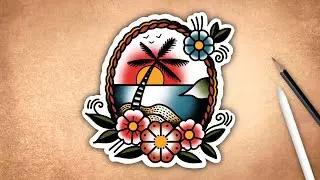 how to draw a easy palm tree tattoo | Daily Tattoo Drawing Tutorial