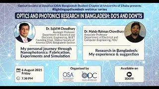 OPTICS & PHOTONICS RESEARCH IN BANGLADESH : DO'S AND DONT'S  - Optica DU