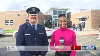 KSN's Asia Cymone Smith talks to Wyatt Hendrickson during hometown celebration