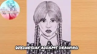 Рисунок Уэнсдей Аддамс || набросок || пошаговое руководство | #netflix #аддамс #среда #рисунок