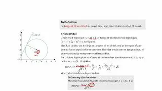 Tangent til cirkel og eksempel